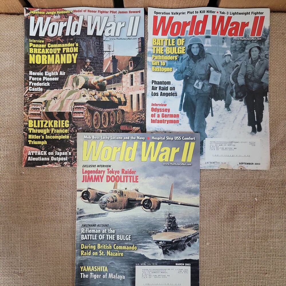 Lot Of 3 World War II Magazines 2003 Jimmy Doolittle Battle of the Bulge